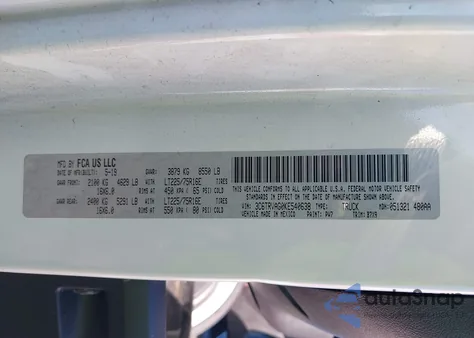 2019 Ram Promaster 1500 Low Roof 136 Wb from USA, damaged, VIN 3C6TRVAG0KE540638